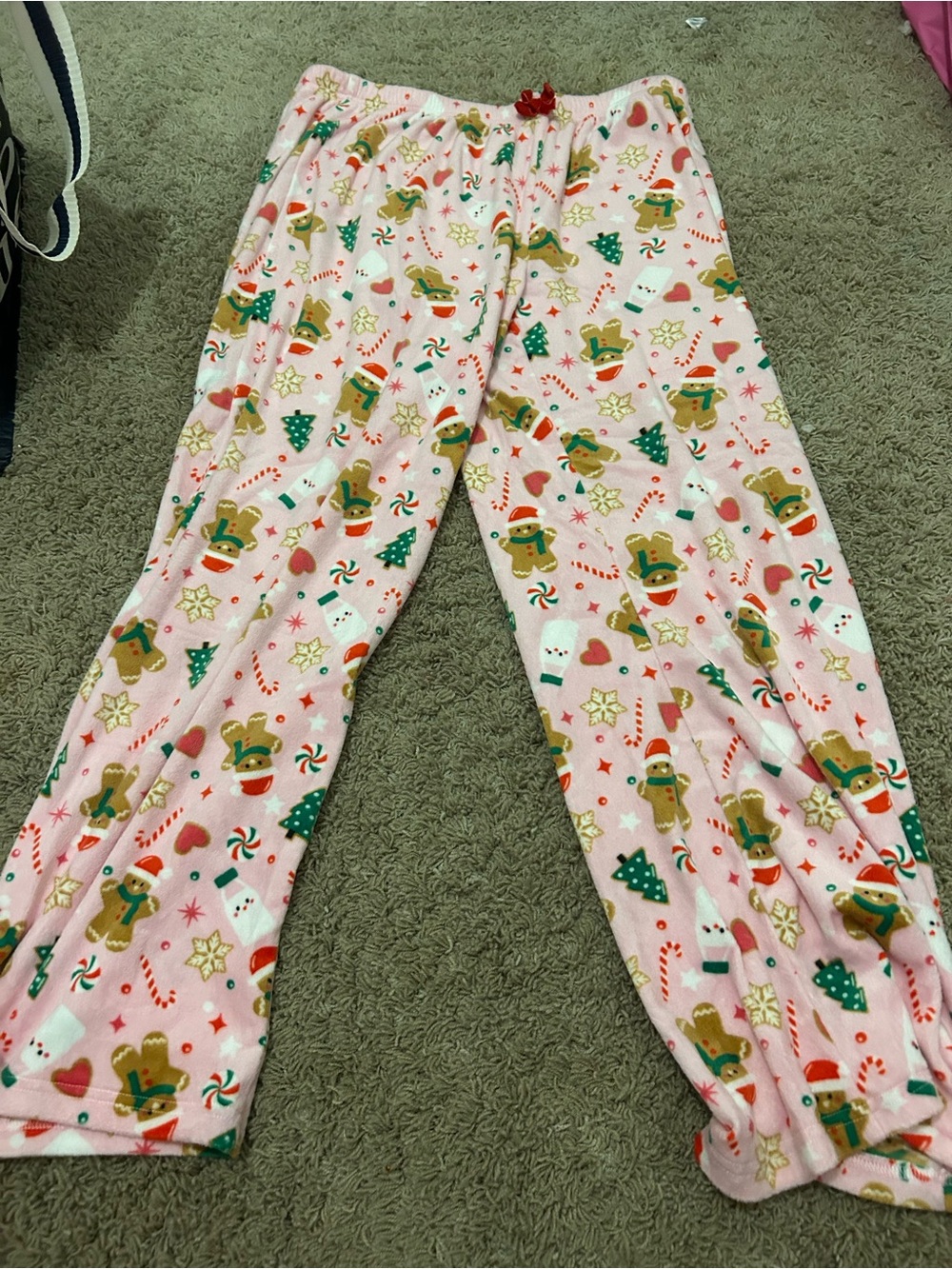 Kids Holiday Gingerbread Fleece Pajama Pants - Pink